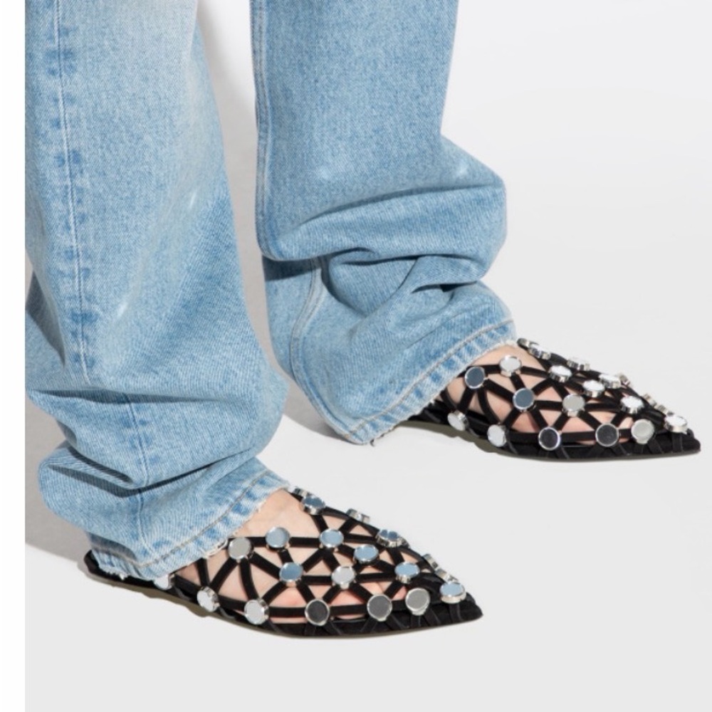 THE ATTICO Black Grid Ballerina Flats
Size: 36